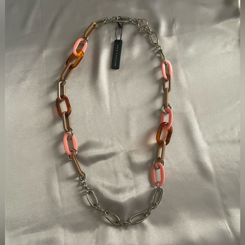Ann Taylor Pink and Brown Link Necklace